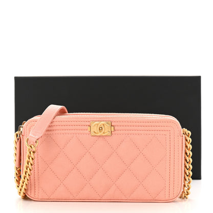 Chanel Caviar Quilted Small Boy Clutch With Chain Light Pink 14 of 14