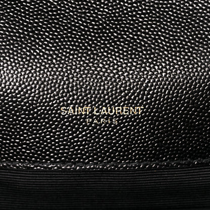 Saint Laurent Grain De Poudre Textured Mixed Matelasse Triquilt Medium Monogram Satchel Black 6 of 11