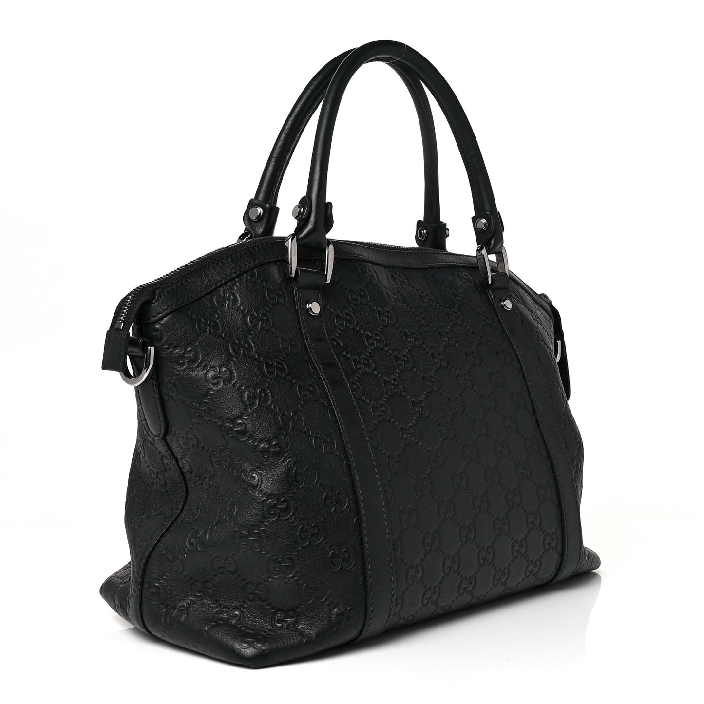 Guccissima Medium GG Charm Dome Satchel Black
