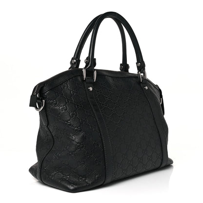 Gucci Guccissima Medium GG Charm Dome Satchel Black 1 of 8