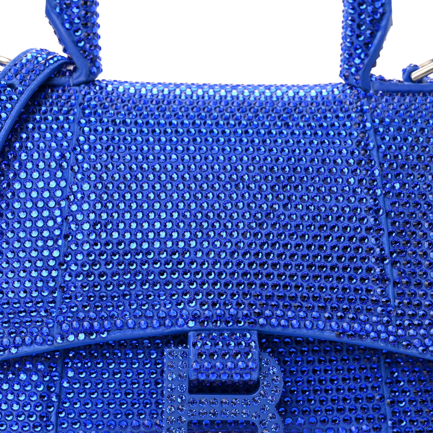 Strass Suede Hourglass Top Handle Bag XS Electric Blue