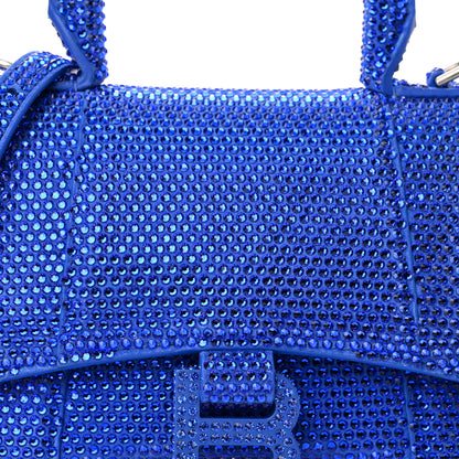Balenciaga Strass Suede Hourglass Top Handle Bag XS Electric Blue 9 of 11