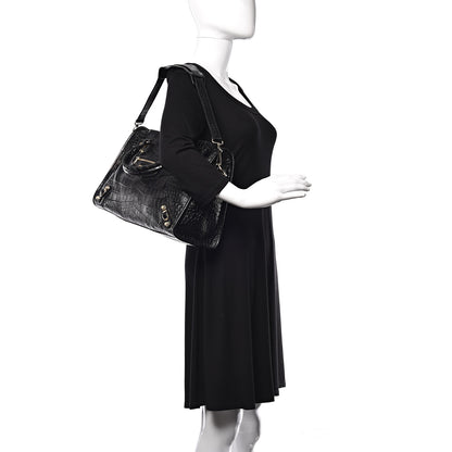 Balenciaga Calfskin Crocodile Embossed Giant 12 Gold Hardware City Black 2 of 9