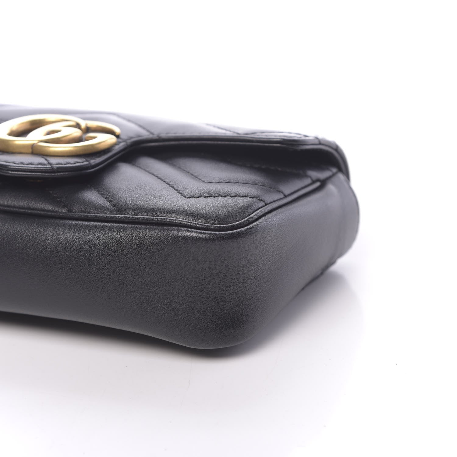 Gucci Calfskin Matelasse Super Mini GG Marmont Shoulder Bag Black 9 of 11
