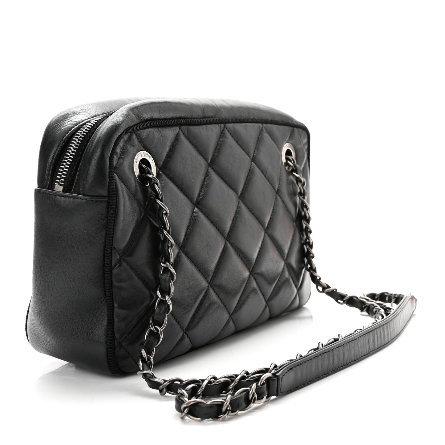 Calfskin Quilted Small Ballerine Camera Case Black