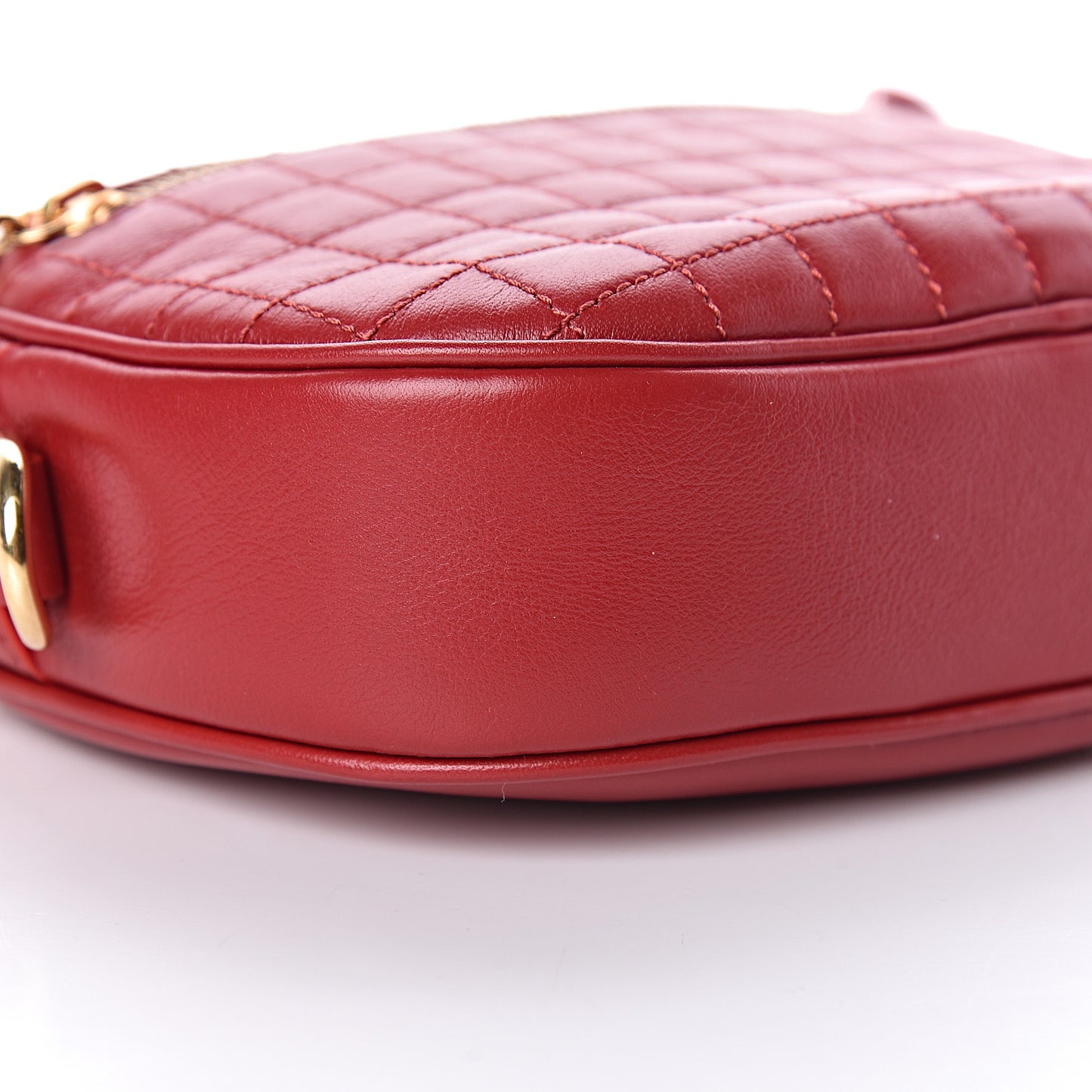 Calfskin Quilted Small C Charm Bag Red