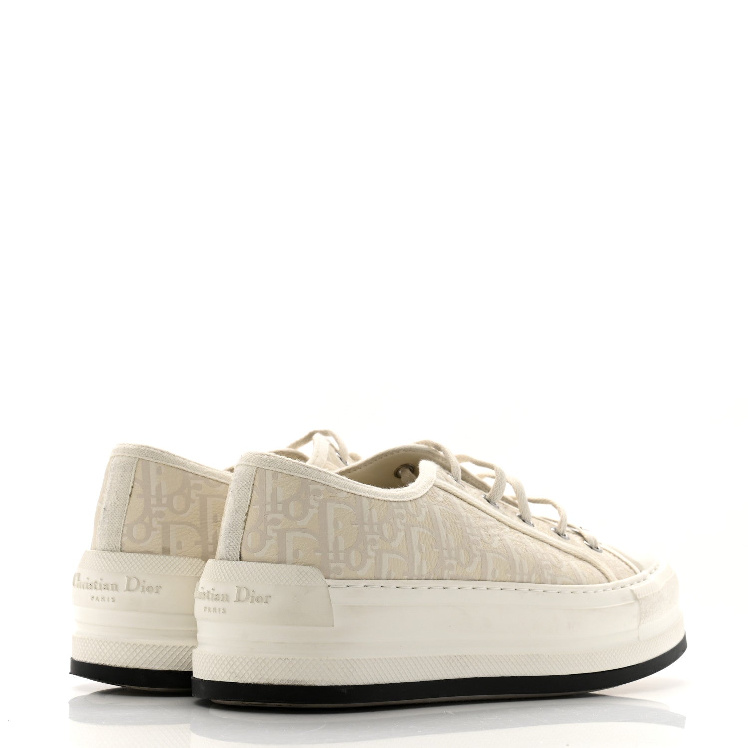 Christian Dior Calfskin Oblique Walk'N'Dior Low Top Sneakers 37 White Black 5 of 10