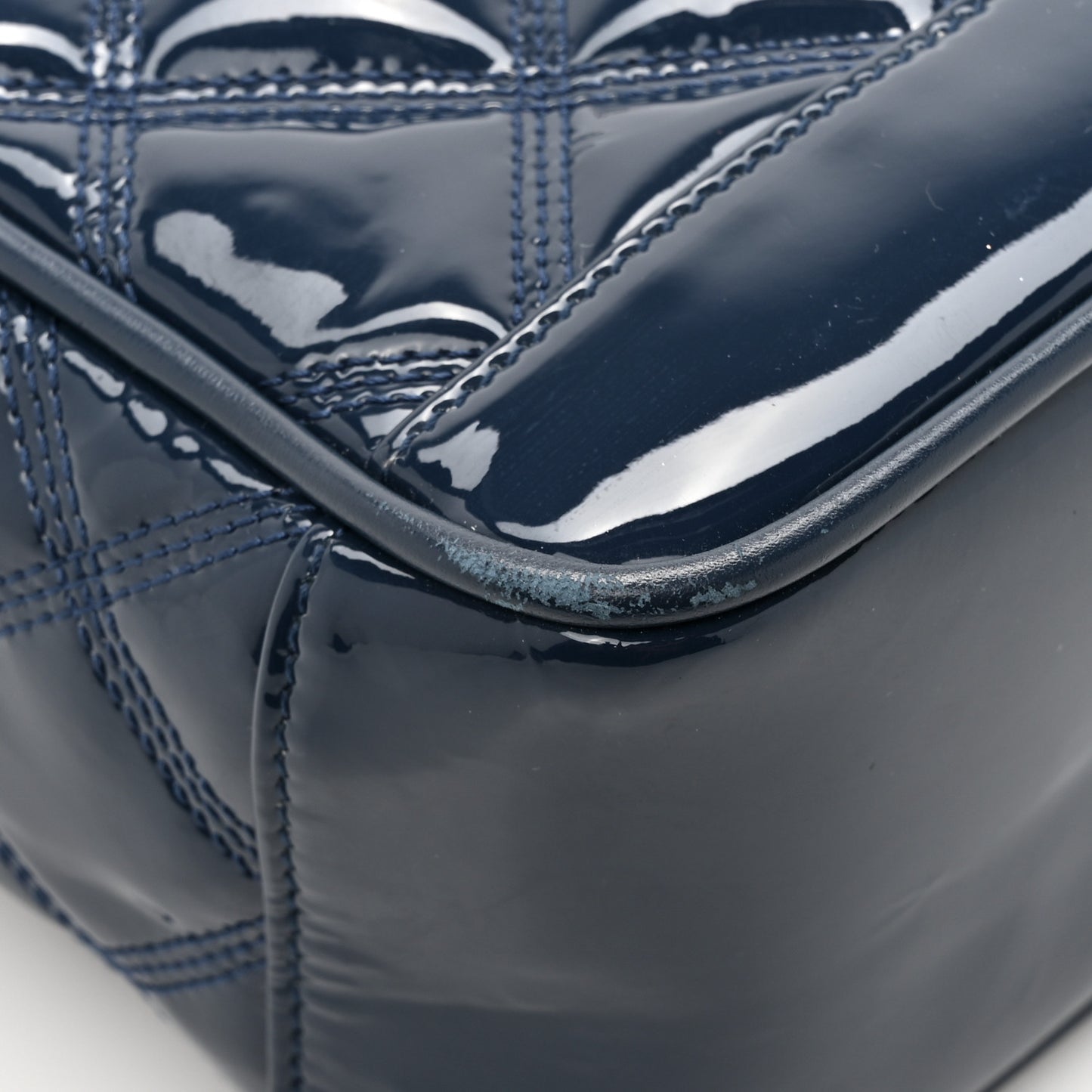 Patent Quilted 80's Vanity Bag Blue