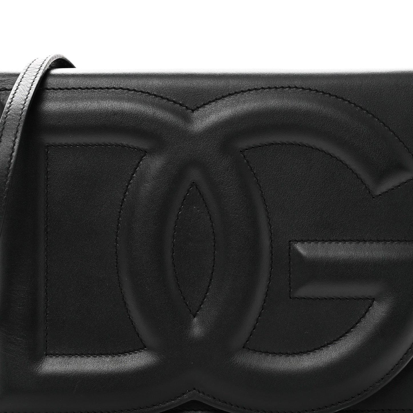 Calfskin DG Logo Flap Crossbody Bag Black