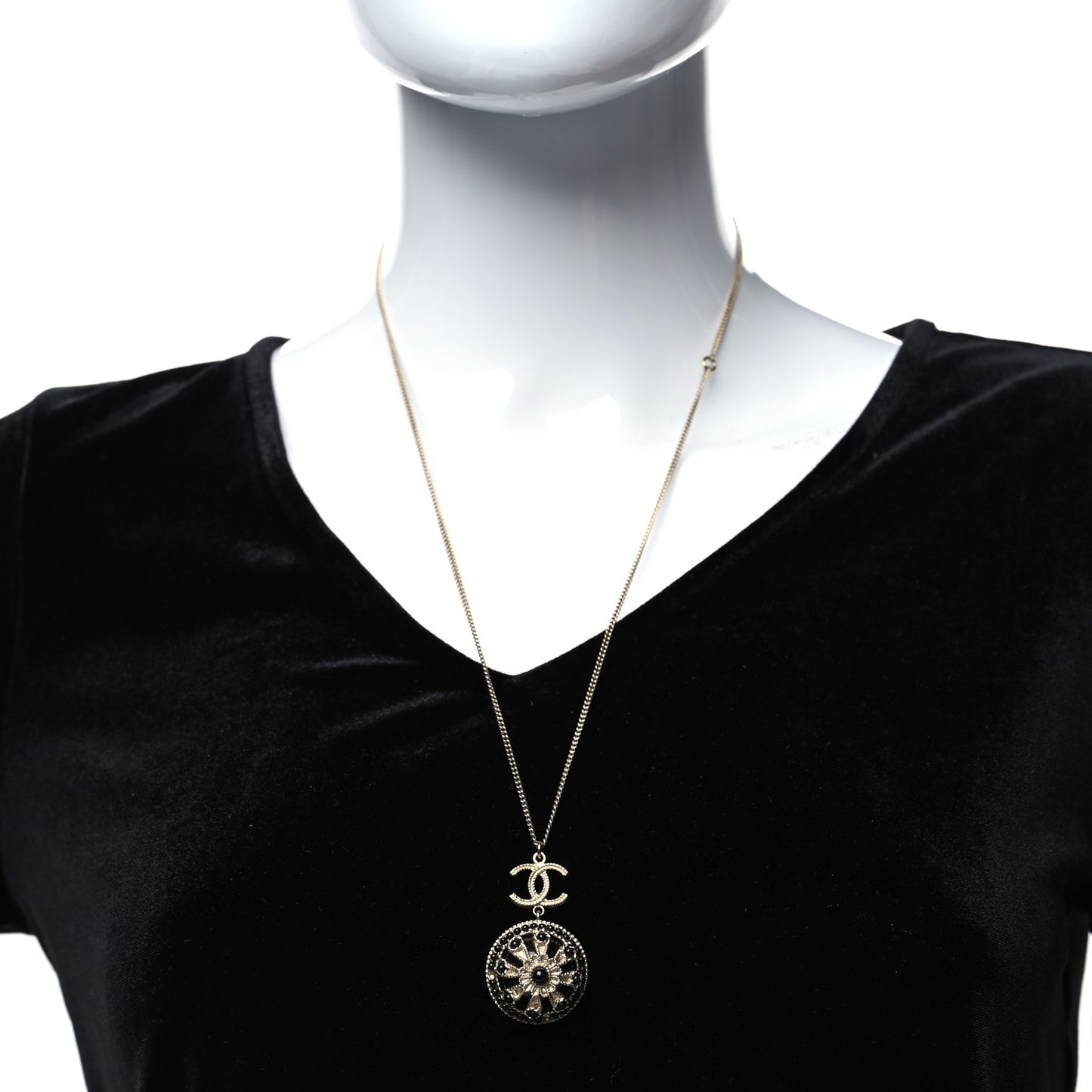 Crystal Resin CC Drop Necklace Gold Black