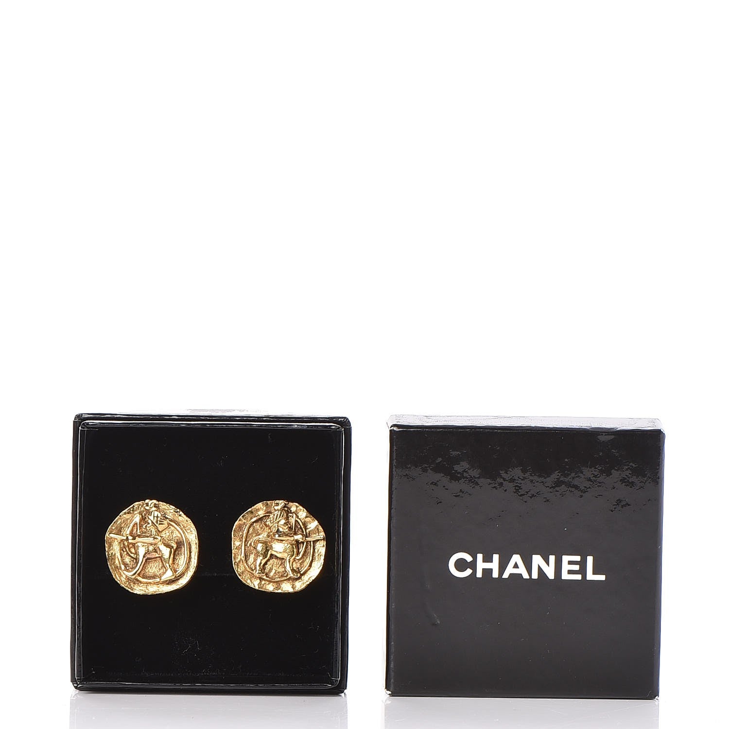 Chanel Zodiac Sagittarius CC Clip On Earrings Gold 6 of 6