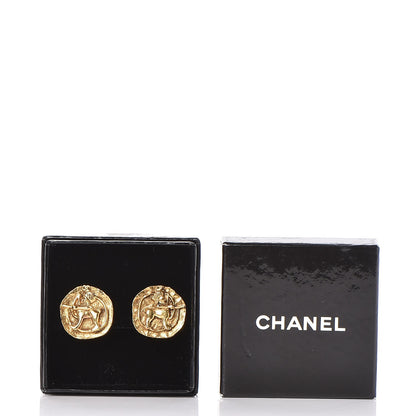 Chanel Zodiac Sagittarius CC Clip On Earrings Gold 6 of 6