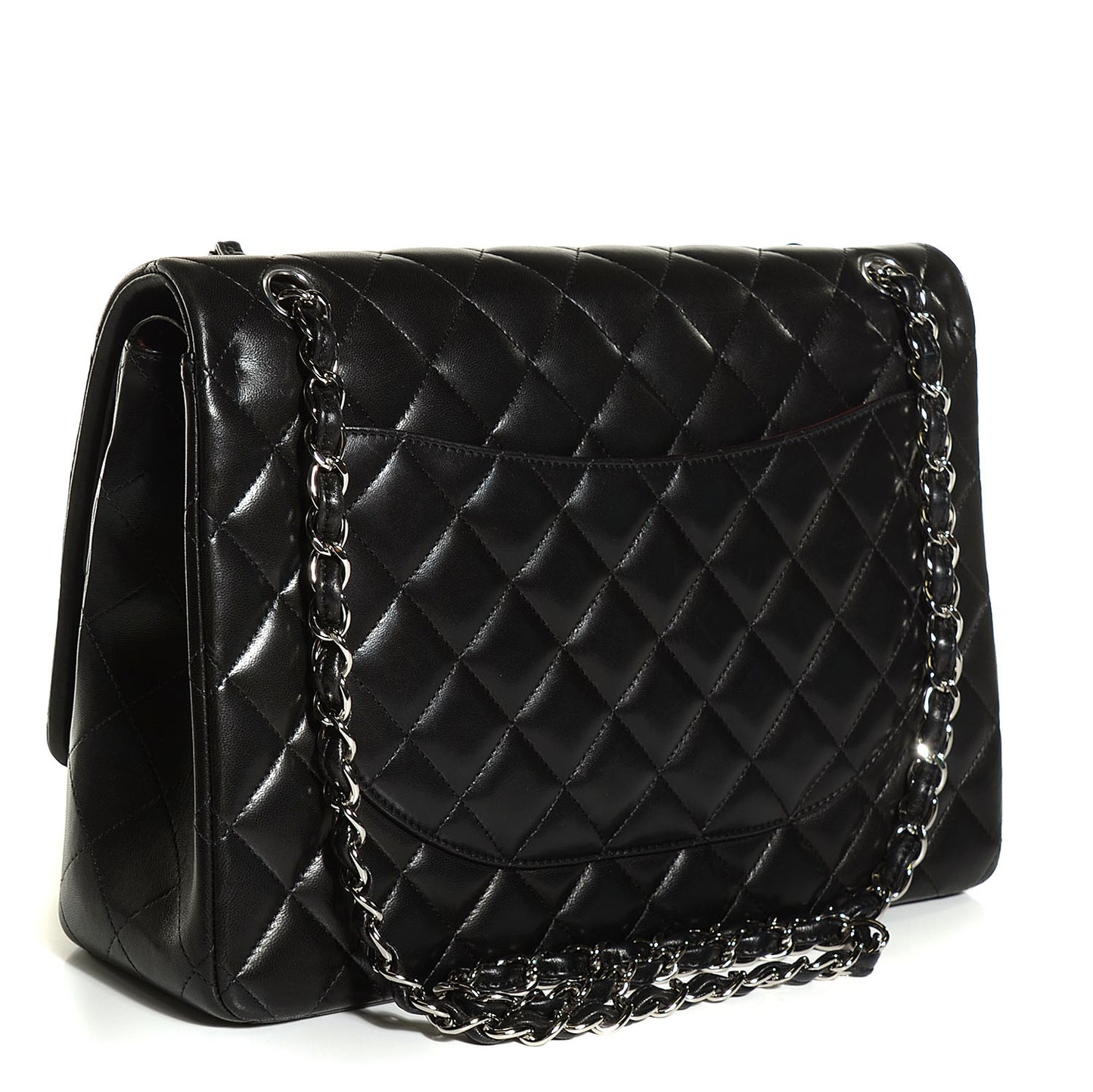 Lambskin Quilted Maxi Double Flap Black