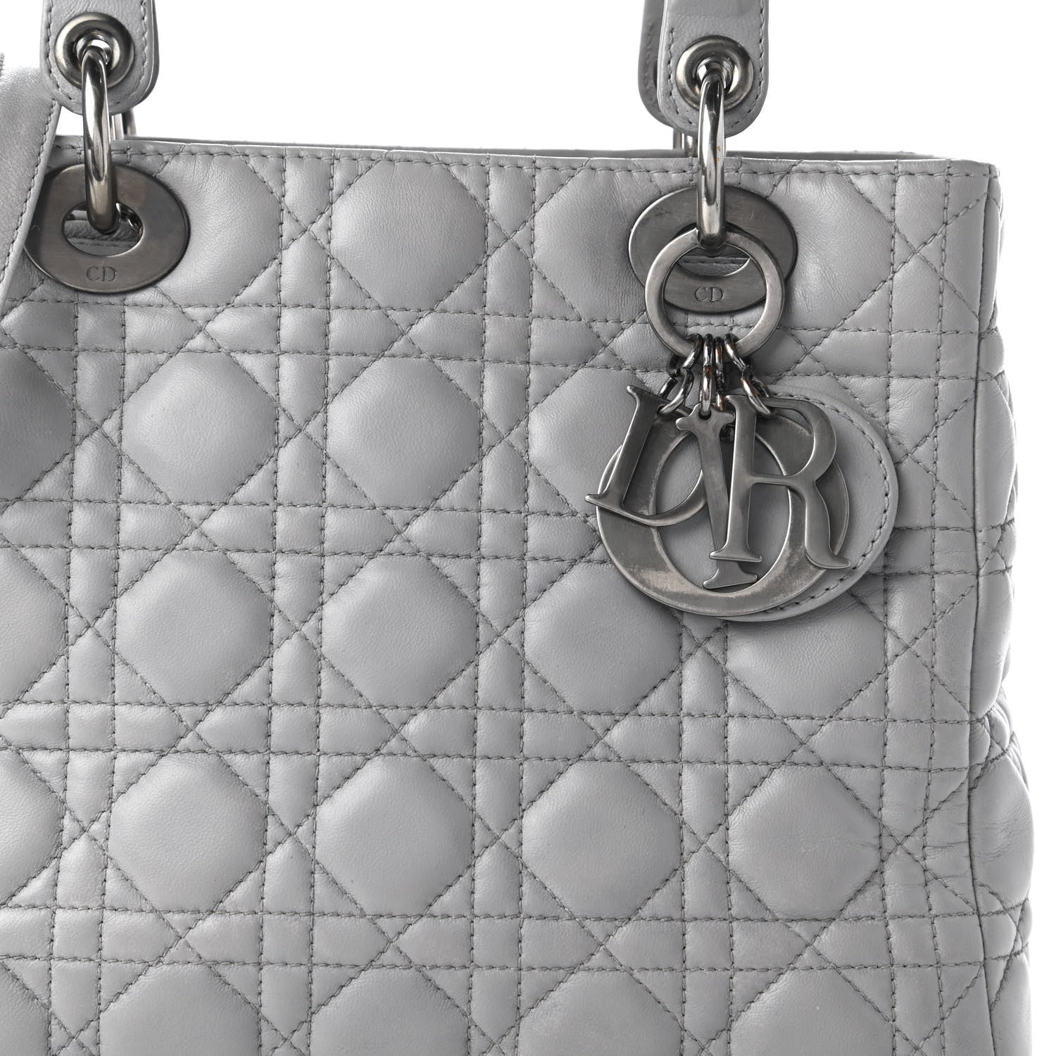 Christian Dior Lambskin Cannage Medium Lady Dior Grey 10 of 11