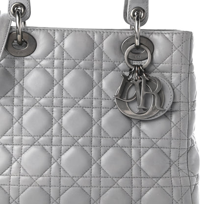 Christian Dior Lambskin Cannage Medium Lady Dior Grey 10 of 11
