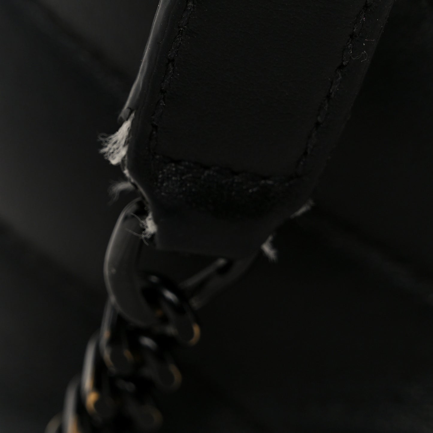 Calfskin Y Quilted Monogram Monochrome Small Loulou Chain Satchel Black