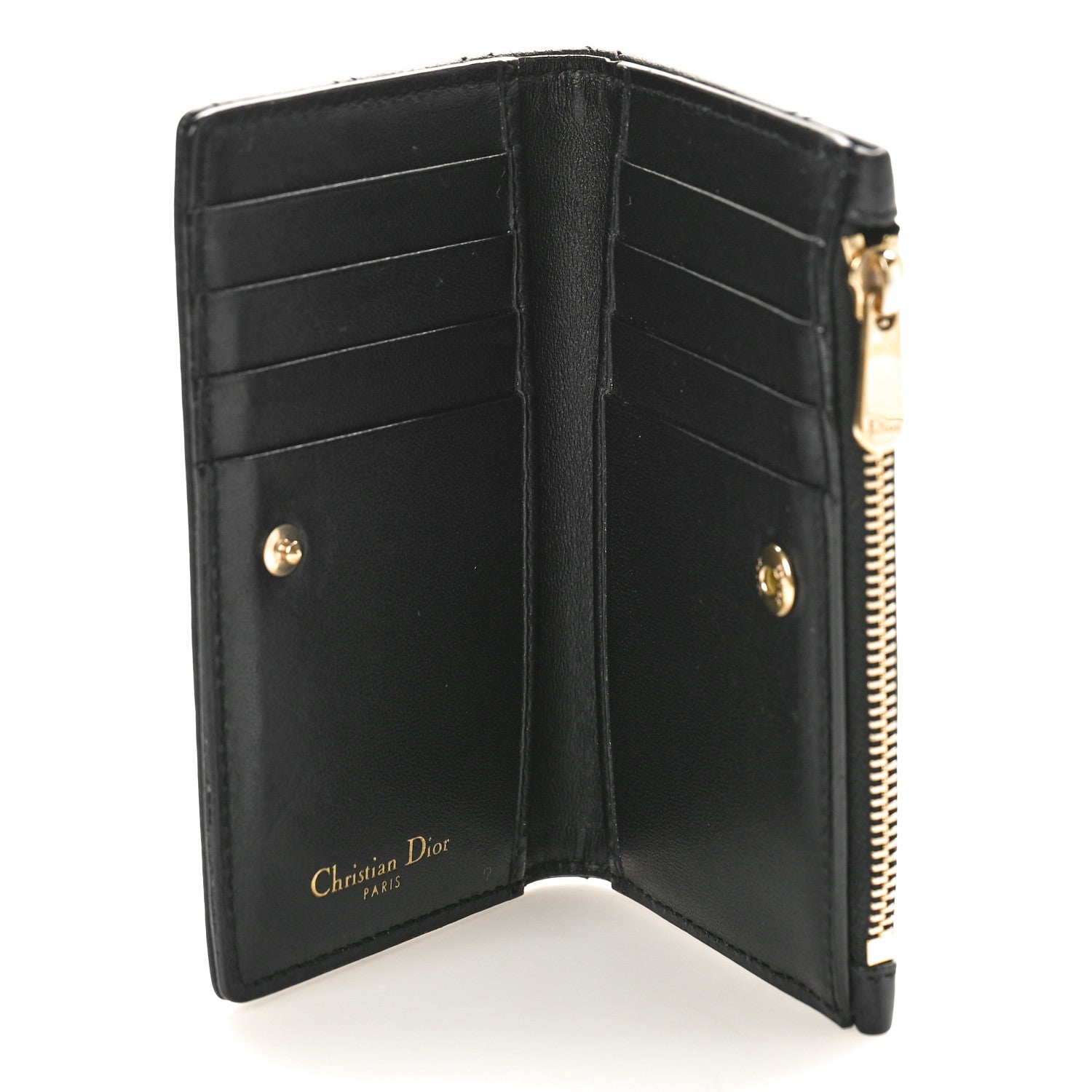Christian Dior Calfskin Cannage Diorama Wallet Black 5 of 6