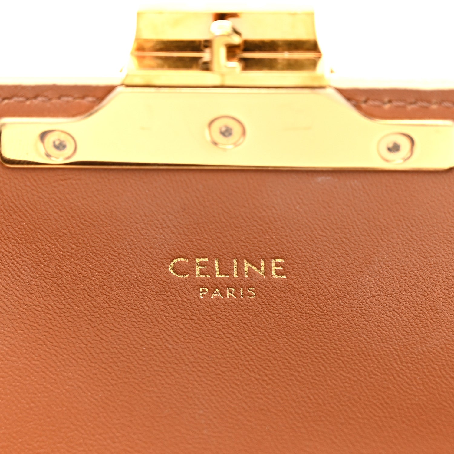 Celine Canvas Calfskin Triomphe Shoulder Bag White 6 of 10