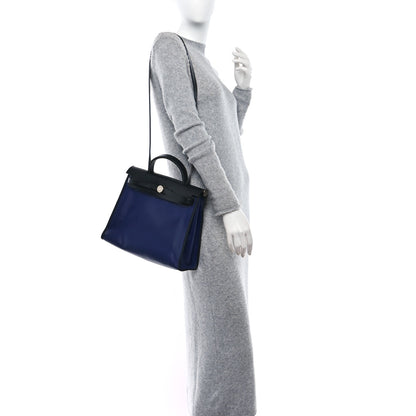 Hermes Toile H Berline Vache Hunter Herbag Zip PM 31 Bleu Encre Black 2 of 10