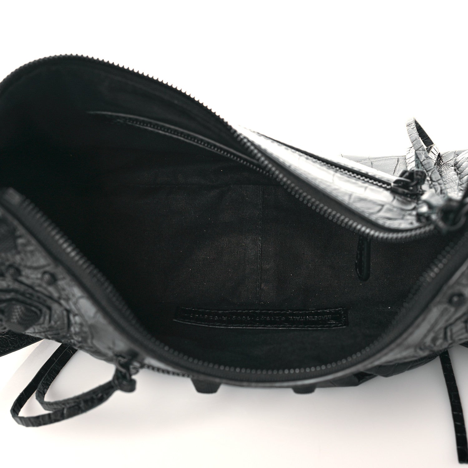 Balenciaga Extra Supple Calfskin Crocodile Embossed Monochrome Small Le Cagole Shoulder Bag Black 6 of 10