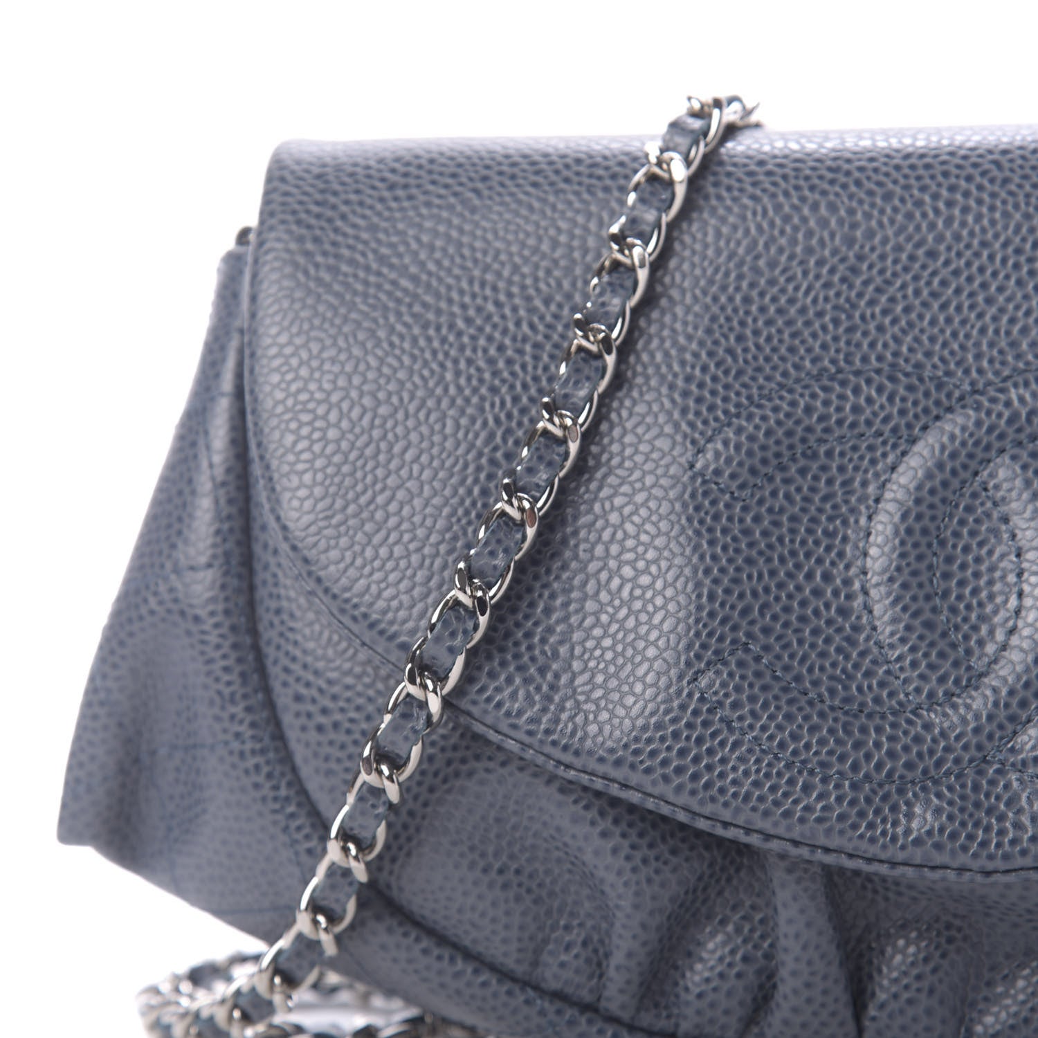 Chanel Caviar Half Moon Wallet On Chain WOC Blue 22 of 23