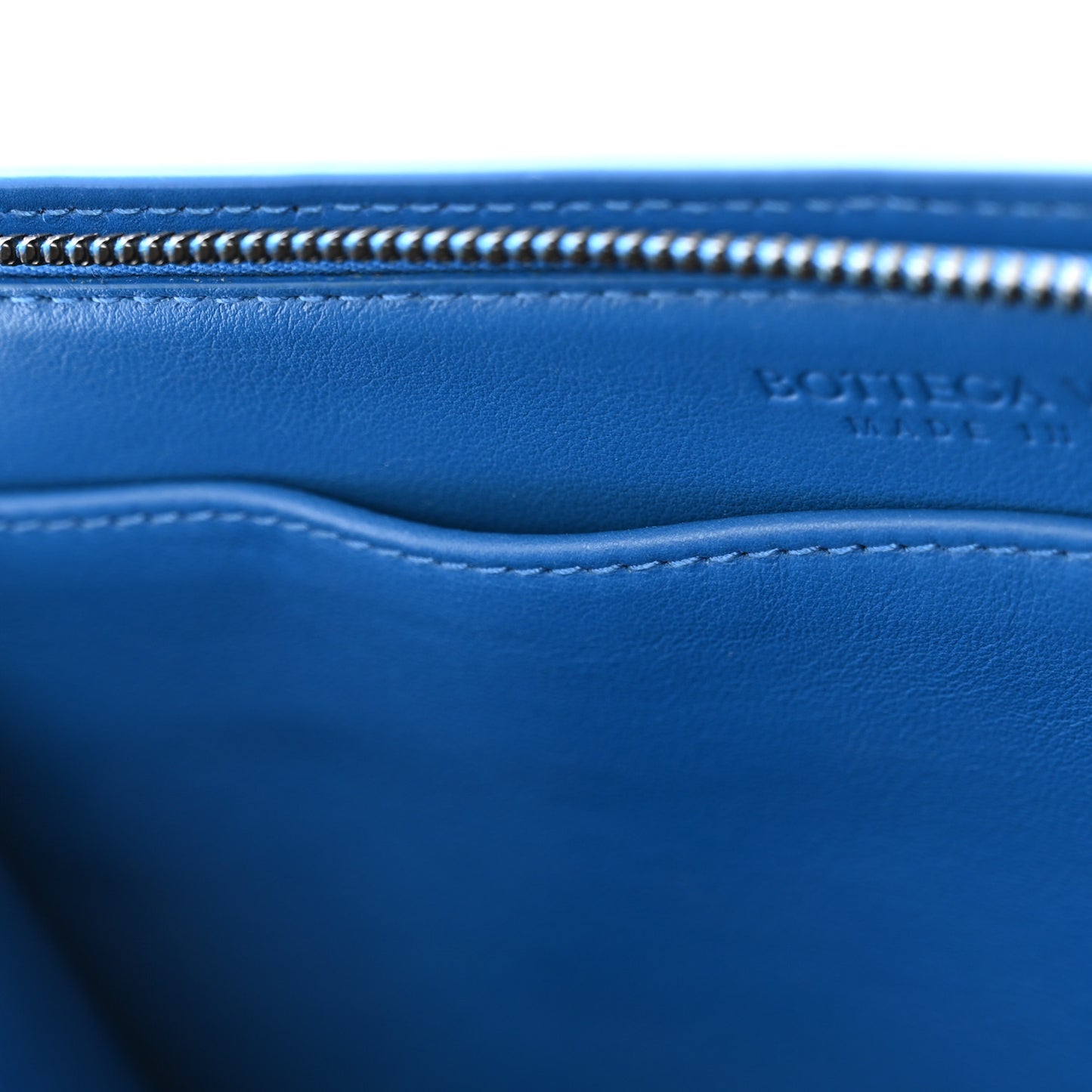 Nappa Intrecciato Wristlet Zip Wallet Bluette