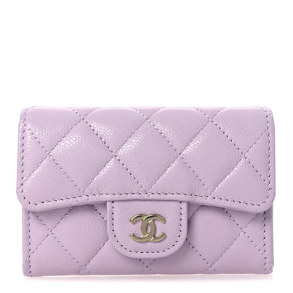 Chanel Caviar Quilted Flap Card Holder Wallet Light Purple 1 of 8