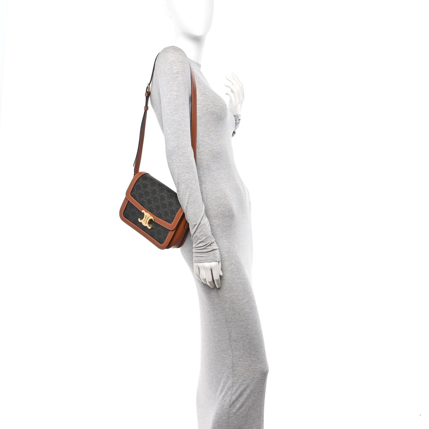 Triomphe Canvas Calfskin Medium Triomphe Bag Tan