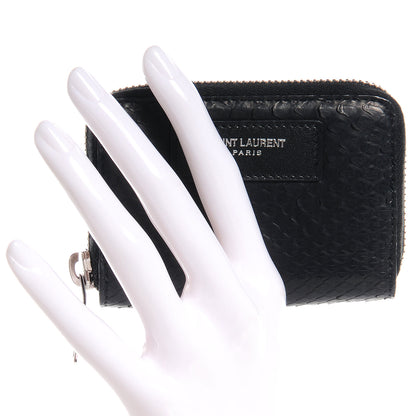 Saint Laurent Python Embossed Leather Small Coin Purse Black 2 of 7