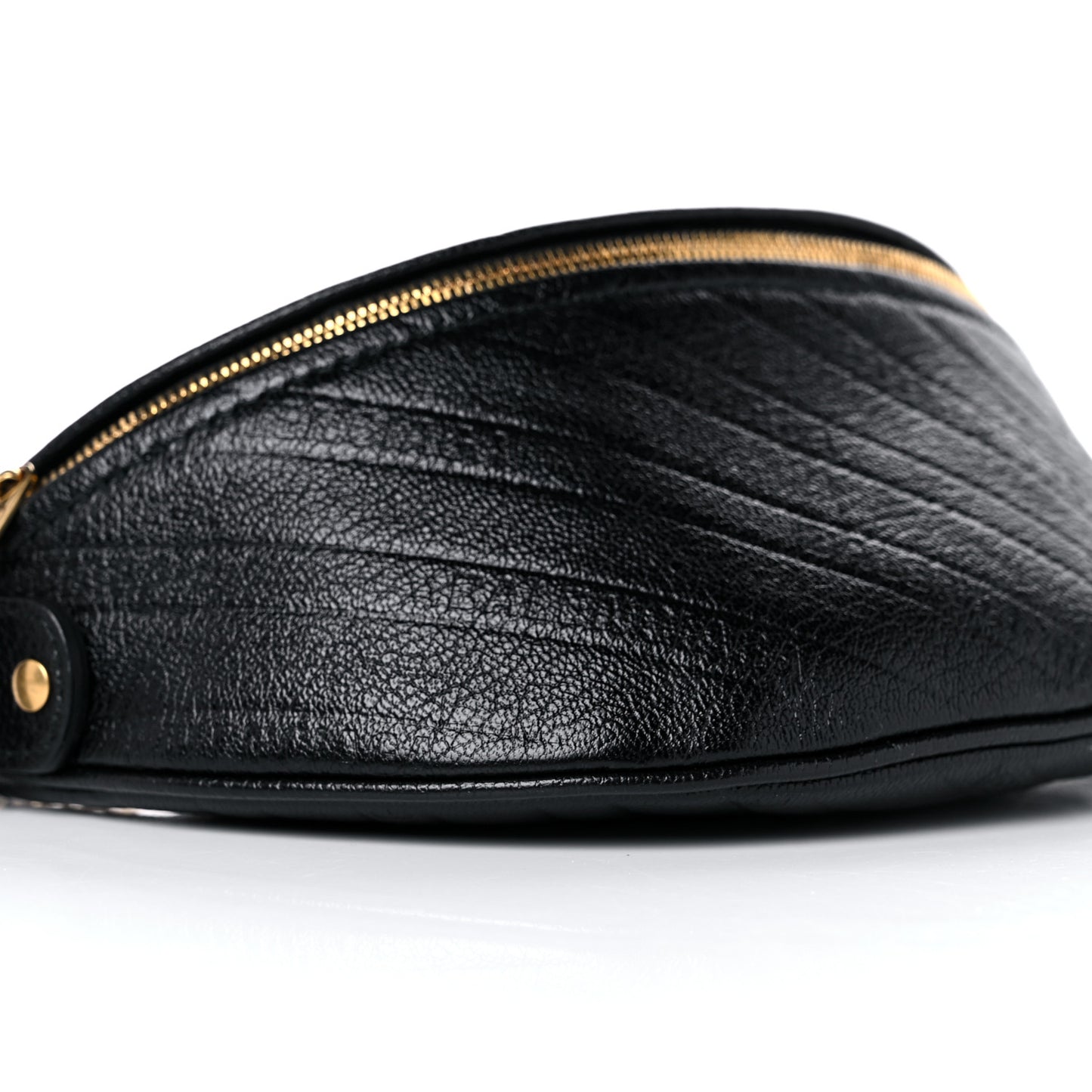 Shiny Goatskin Allover Logo Embossed XXS Souvenir Belt Bag Black