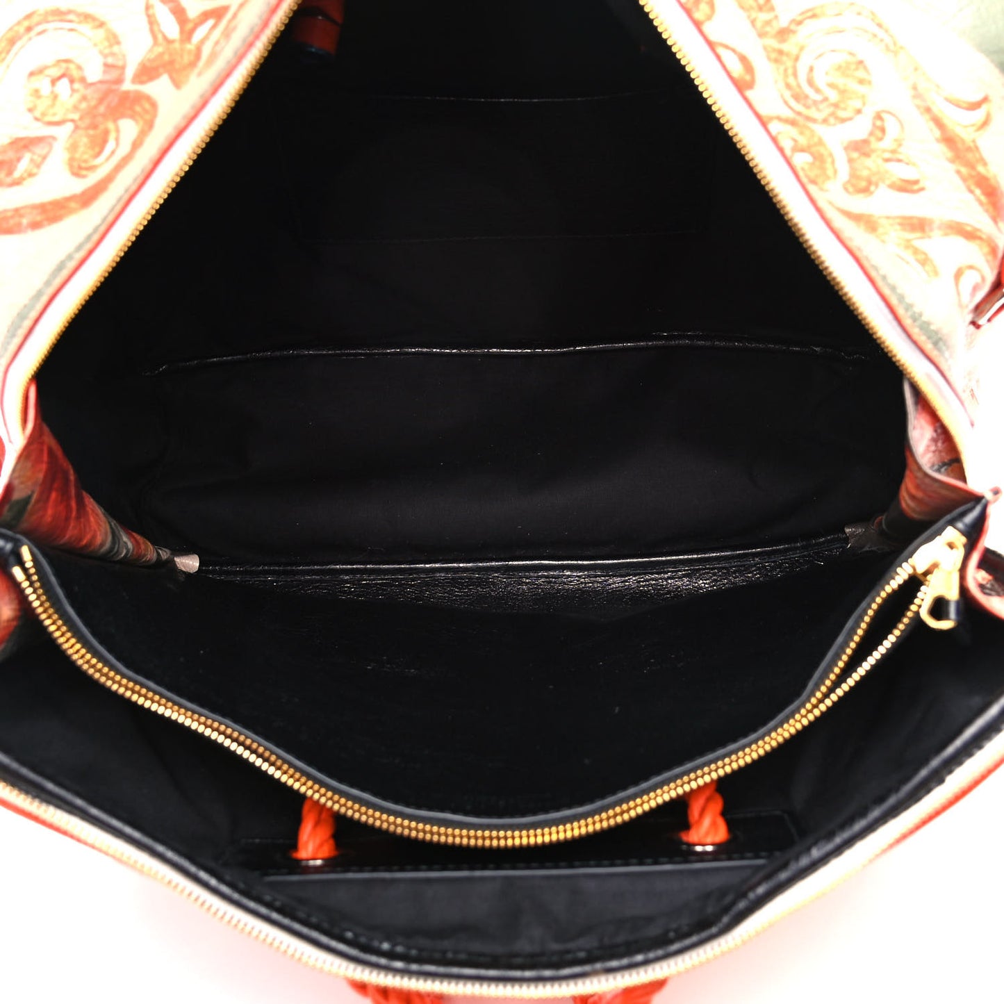 Agneau Floral Print Medium Blanket Square Tote Orange