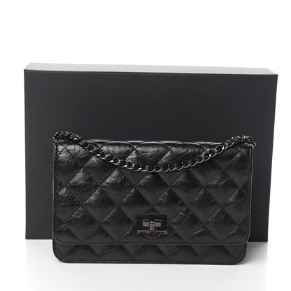 Chanel Aged Calfskin Quilted Reissue Wallet On Chain WOC So Black 11 of 12