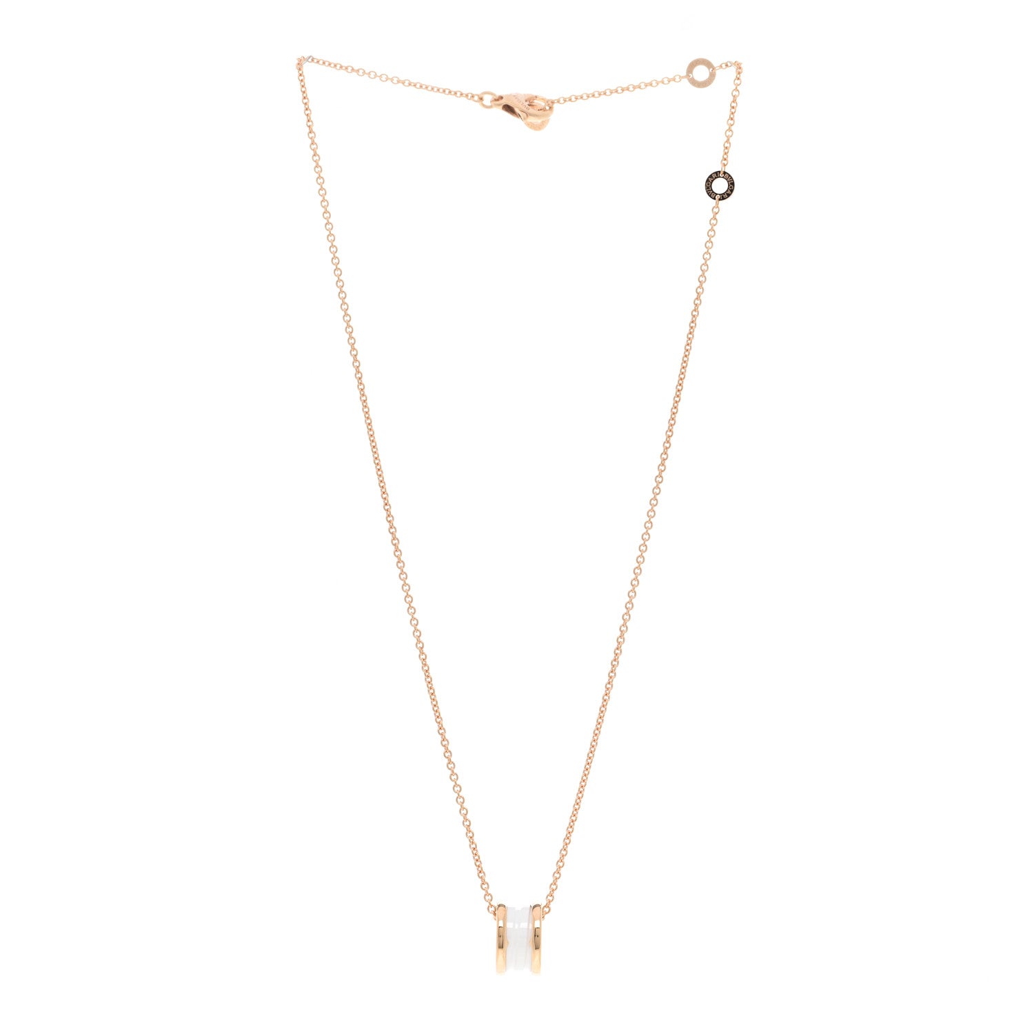 Bulgari 18K Rose Gold White Ceramic B.Zero1 Pendant Necklace 3 of 5
