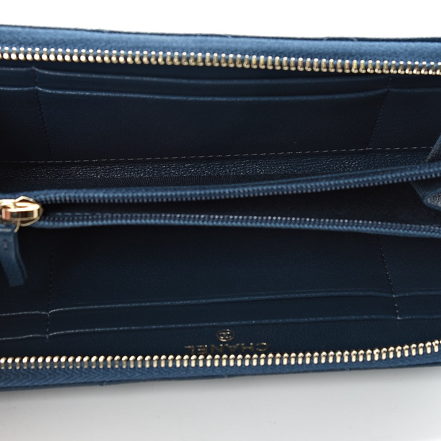 Lambskin Quilted 19 Small Zip Around Wallet Blue