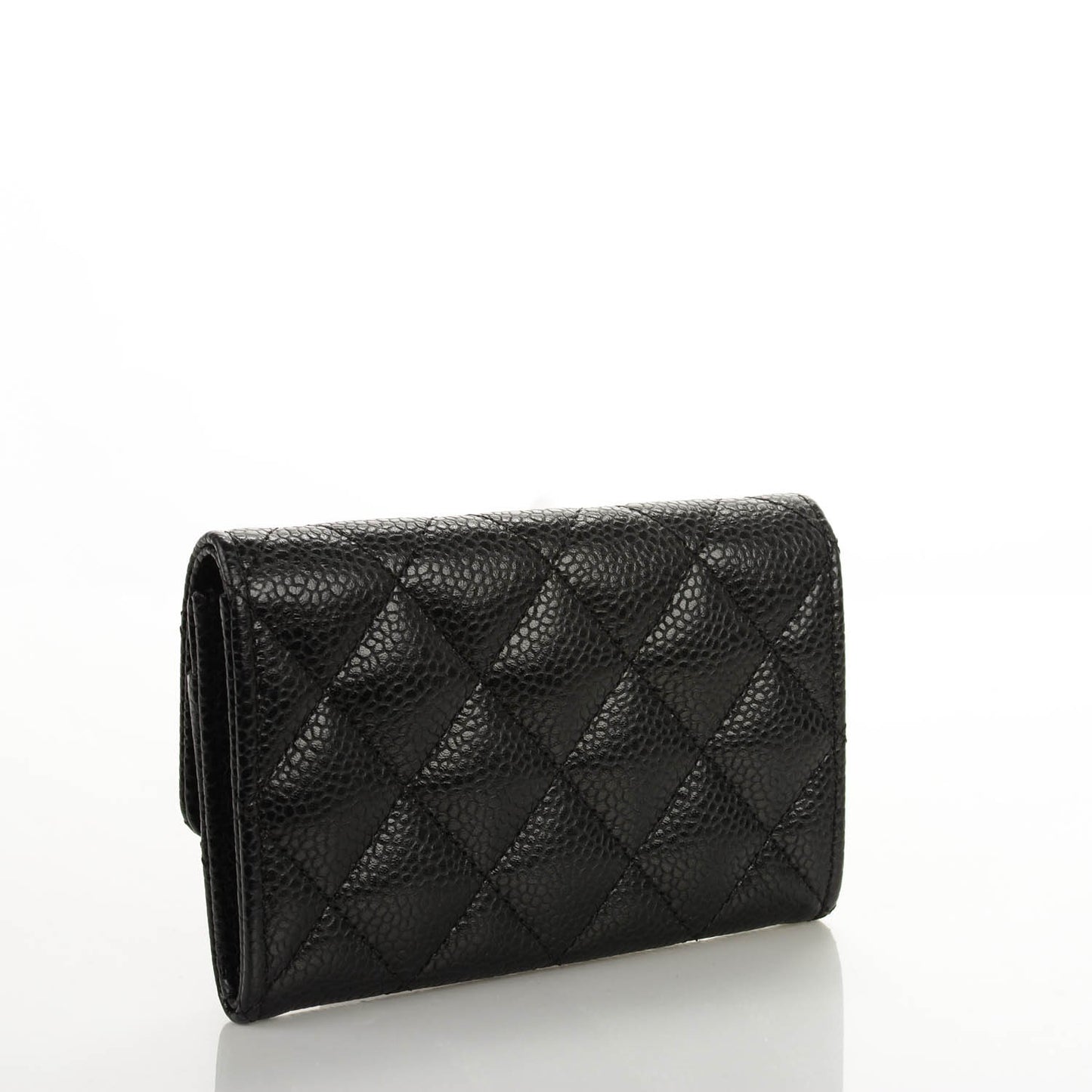 Caviar Quilted Flap Card Holder Black
