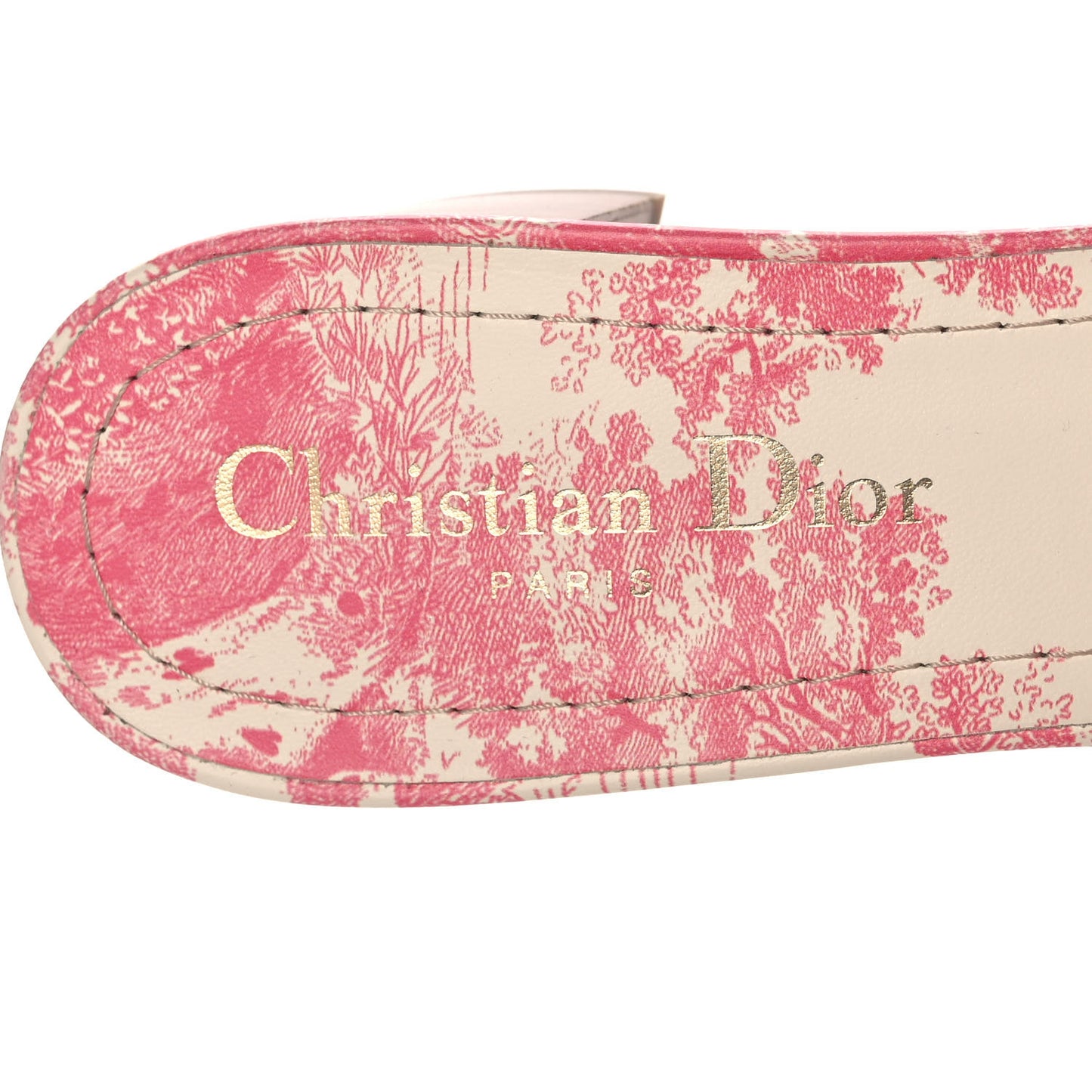 Cotton Toile de Jouy Embroidered Dway 55mm Slide Sandals 37 Off White Pink