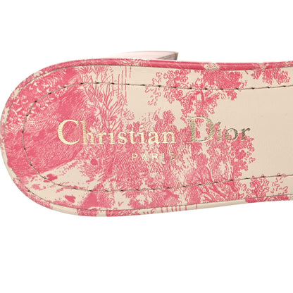 Christian Dior Cotton Toile de Jouy Embroidered Dway 55mm Slide Sandals 37 Off White Pink 7 of 9