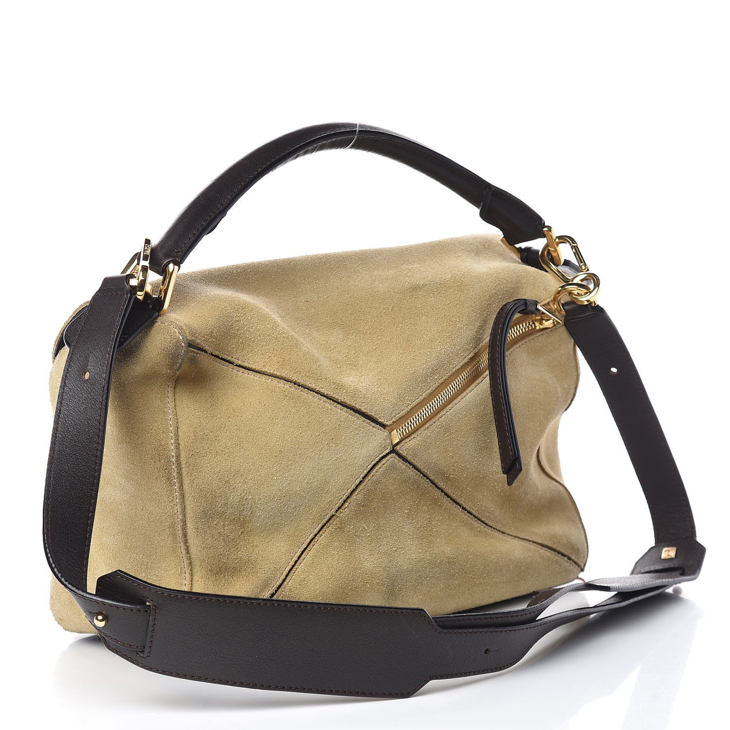 Suede Medium Puzzle Bag Gold