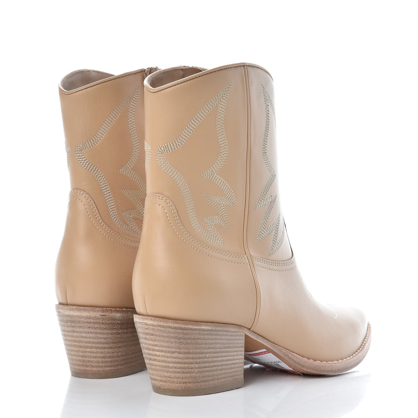 Calfskin Embroidered Texan 50mm Cowboy Ankle Boots 39 Naturale