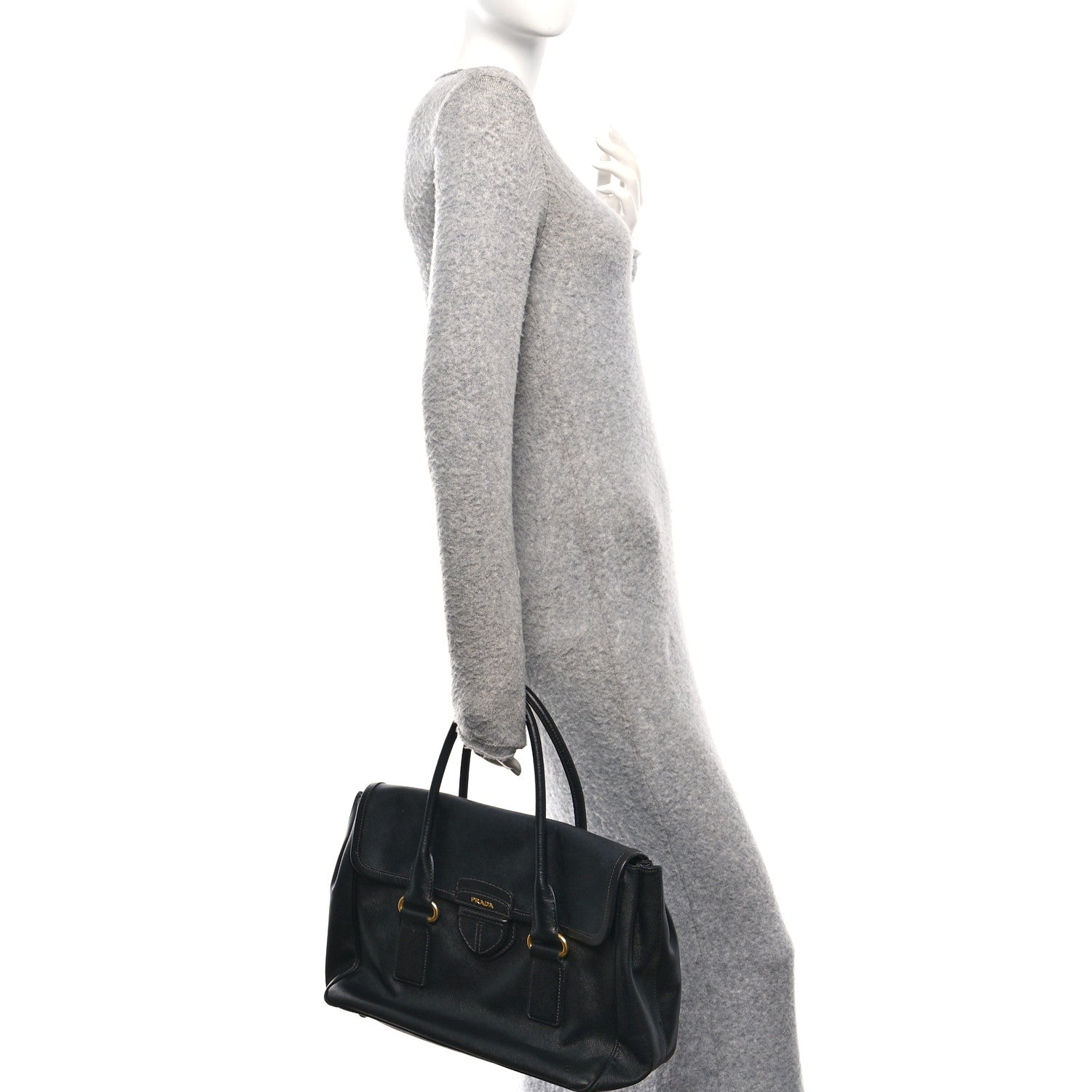 Prada Saffiano Top Handle Satchel Black 2 of 9
