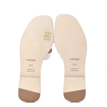 Hermes Metallic Nappa Oran Sandals 36.5 Rose Dore 6 of 10