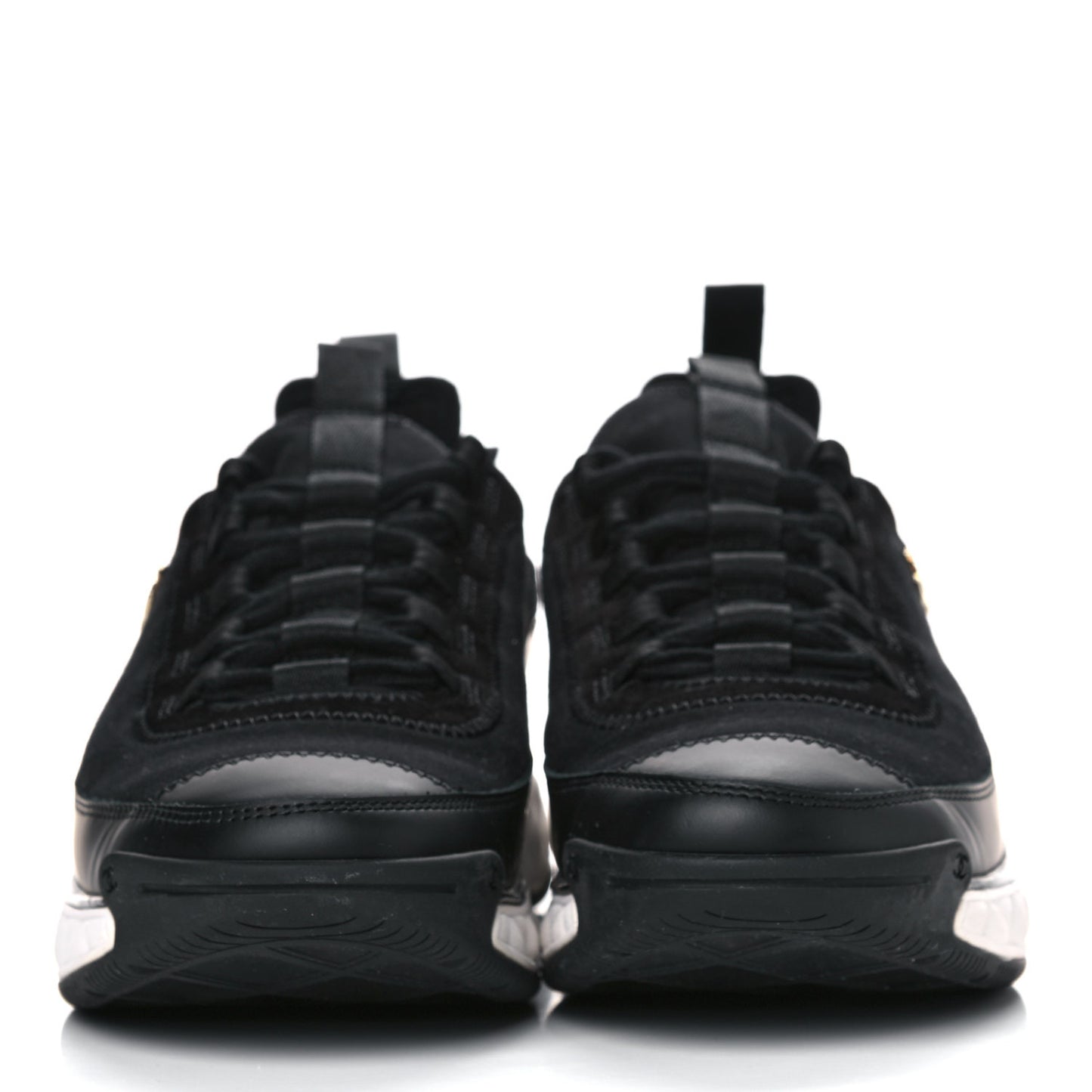 Velvet Calfskin Mixed Fibers CC Sneakers 39.5 Black