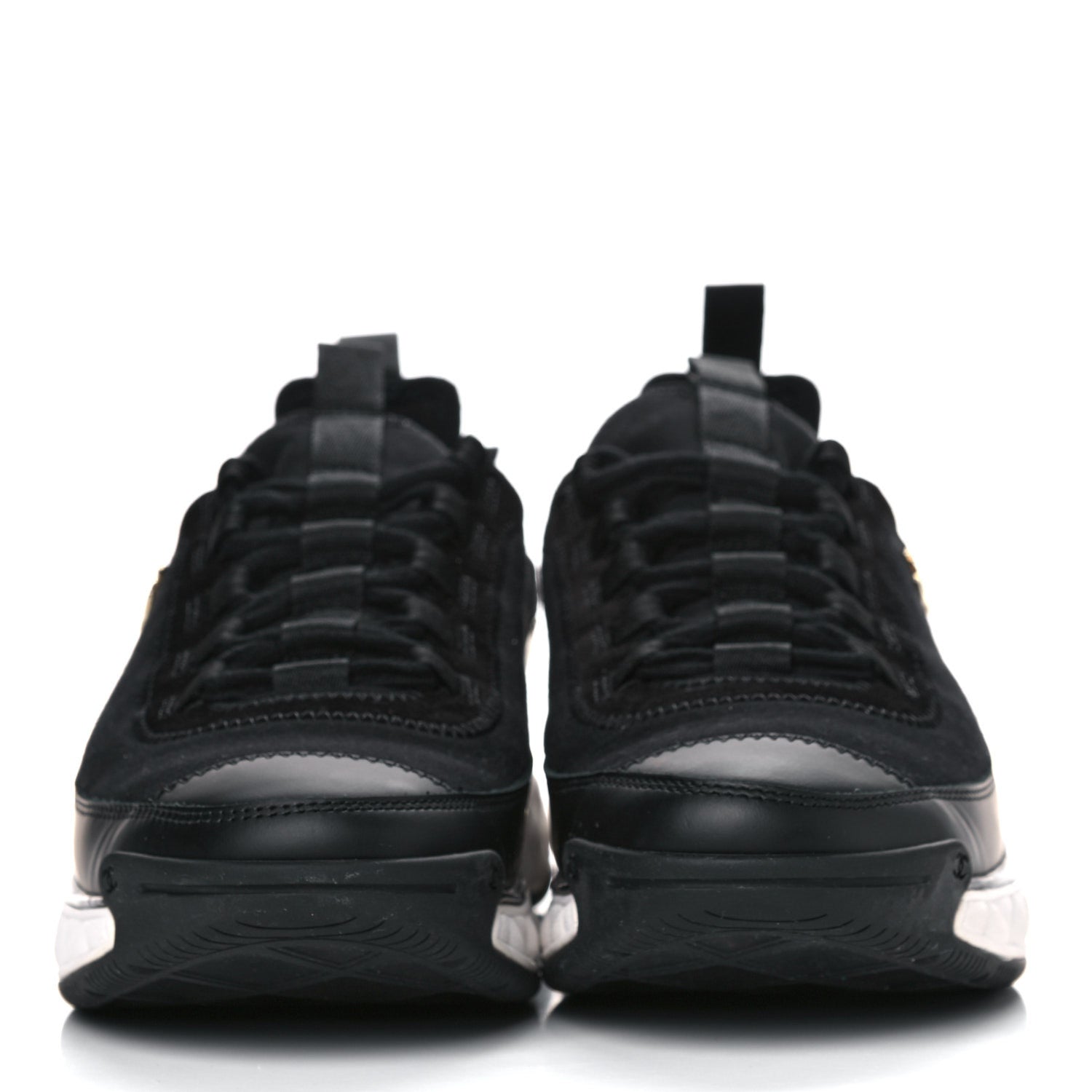 Chanel Velvet Calfskin Mixed Fibers CC Sneakers 39.5 Black 2 of 13