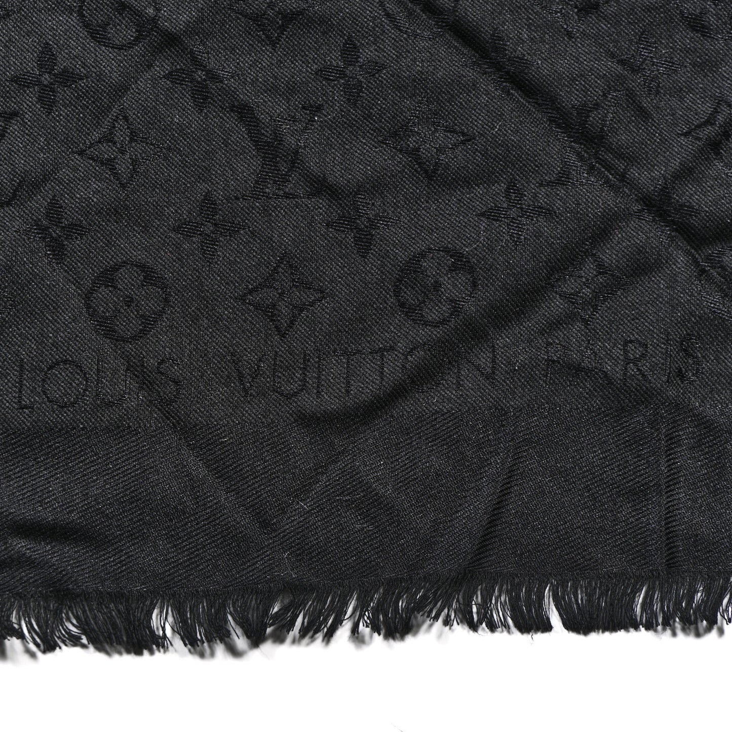 Silk Wool Monogram Shawl Black