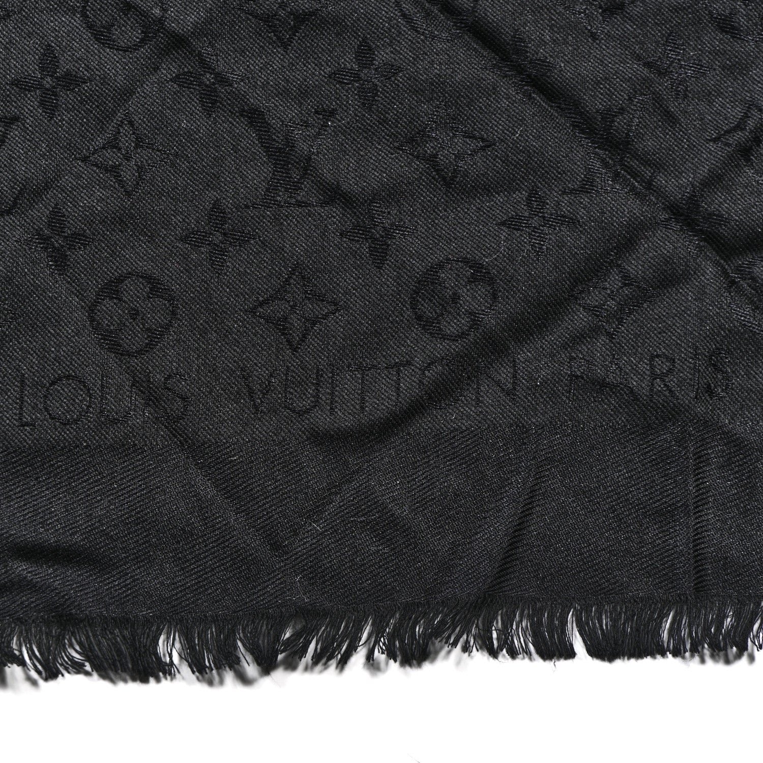 Louis Vuitton Silk Wool Monogram Shawl Black 2 of 3