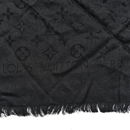 Louis Vuitton Silk Wool Monogram Shawl Black 2 of 3
