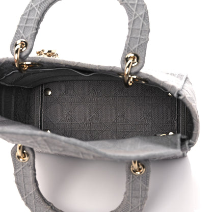 Christian Dior Canvas Embroidered Cannage Medium Lady D-Lite Gray 5 of 12