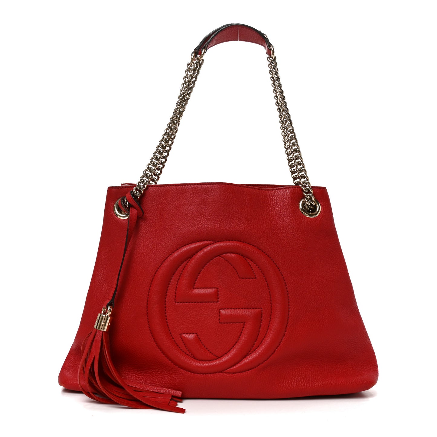 Pebbled Calfskin Medium Soho Chain Shoulder Bag Tabasco Red