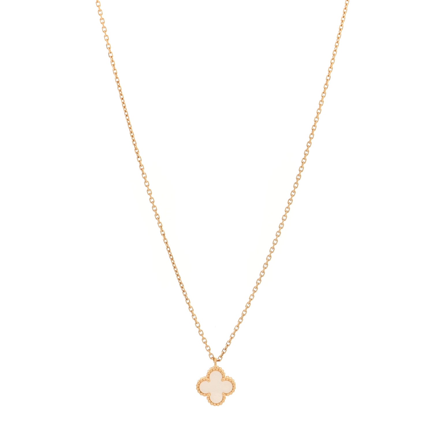 Van Cleef & Arpels 18K Yellow Gold Mother of Pearl Sweet Alhambra Pendant Necklace 1 of 5