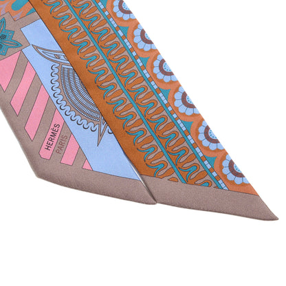 Hermes Silk Geometrie Cretoise Twilly Etoupe Marron Ciel 3 of 7